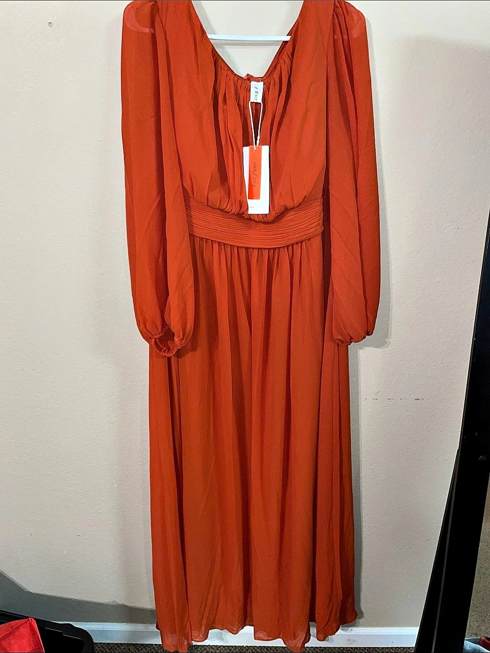 Ever pretty Orange Long Sleeve dress